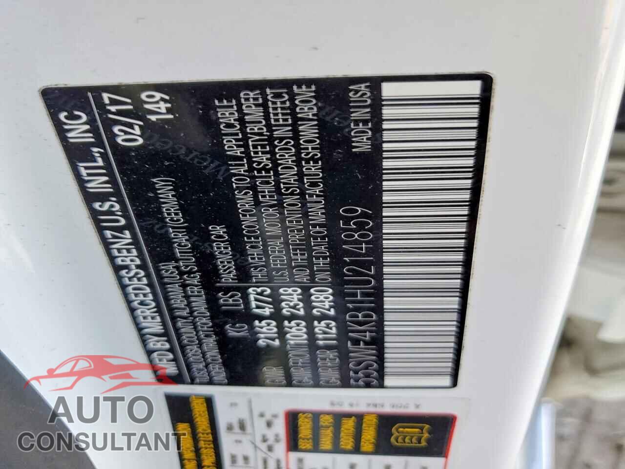 MERCEDES-BENZ C-CLASS 2017 - 55SWF4KB1HU214859
