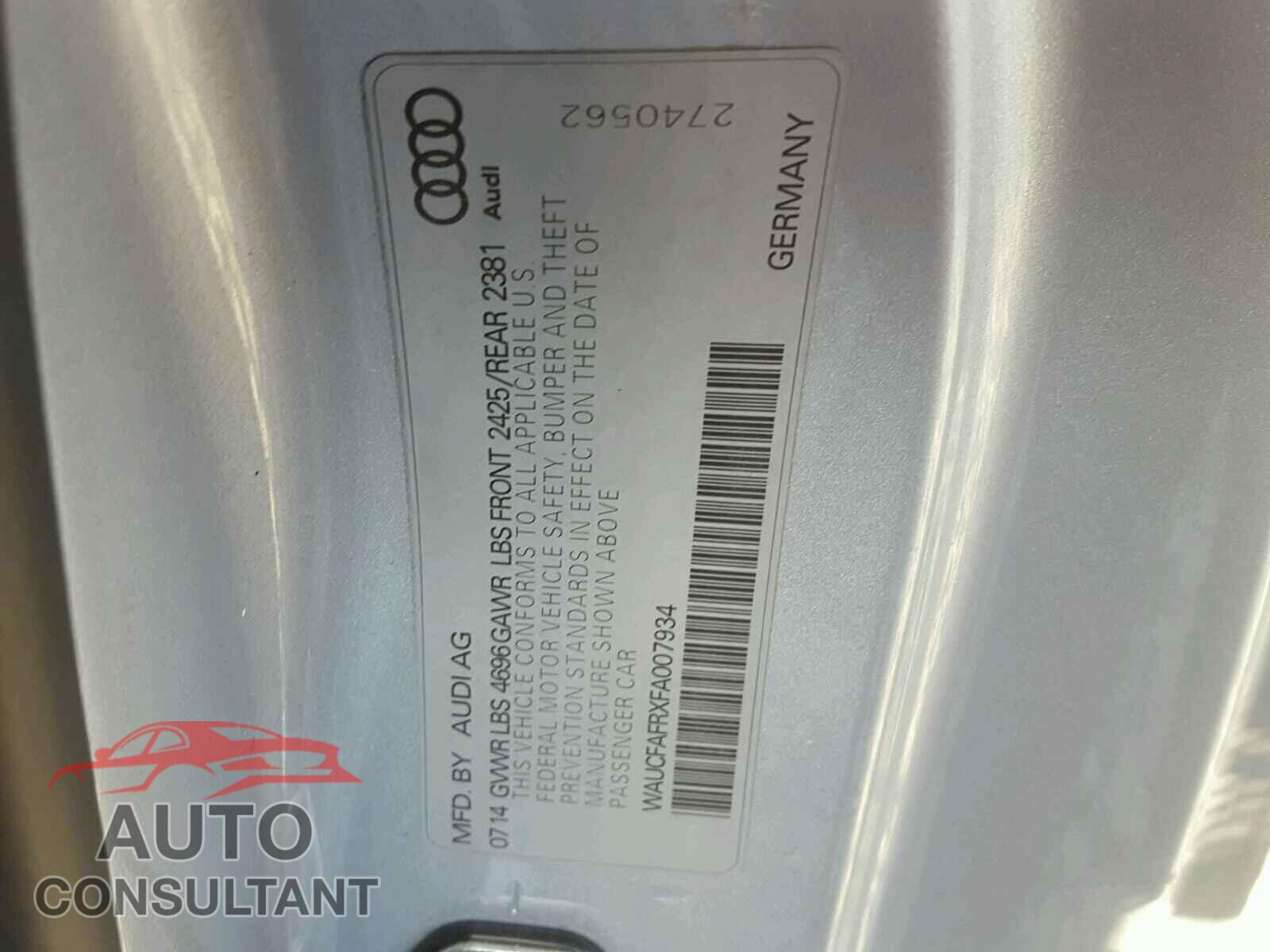 AUDI A5 2015 - WAUCFAFRXFA007934