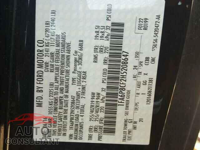 FORD MUSTANG 2017 - 1FA6P8CF2H5208647