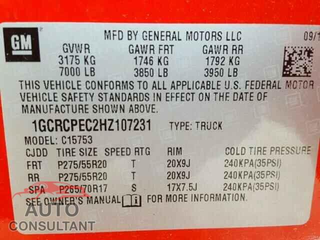 CHEVROLET SILVERADO 2017 - SALYB2RX2JA777728