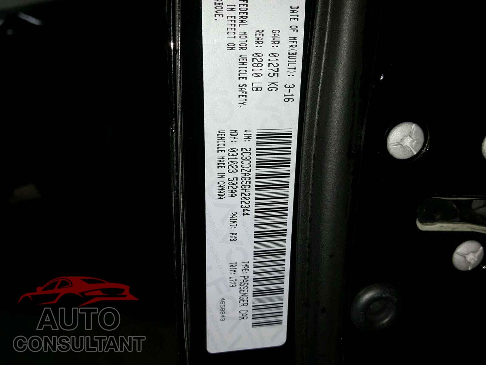 DODGE CHALLENGER 2016 - 2C3CDZAG5GH202344