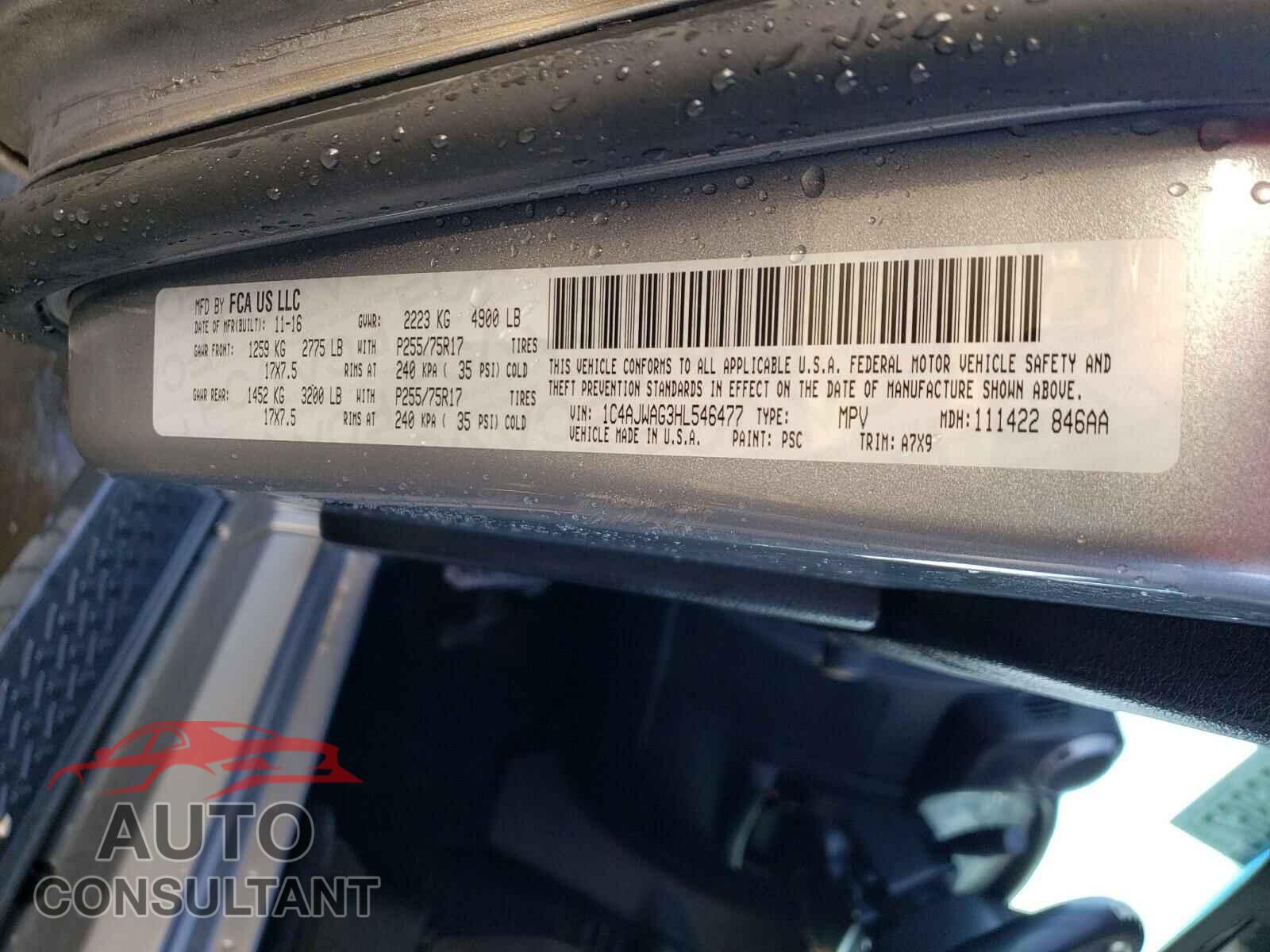 JEEP WRANGLER 2017 - 1C4AJWAG3HL546477