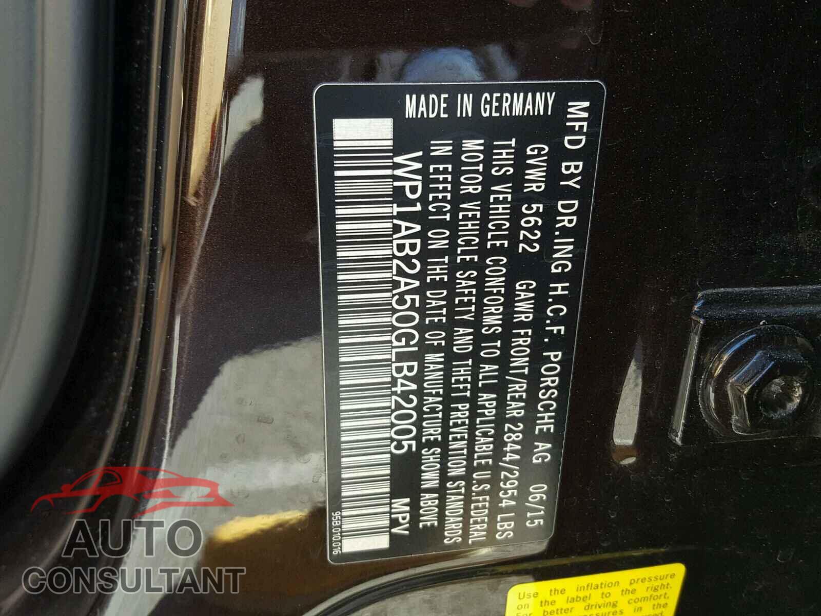 PORSCHE MACAN 2016 - WP1AB2A50GLB42005