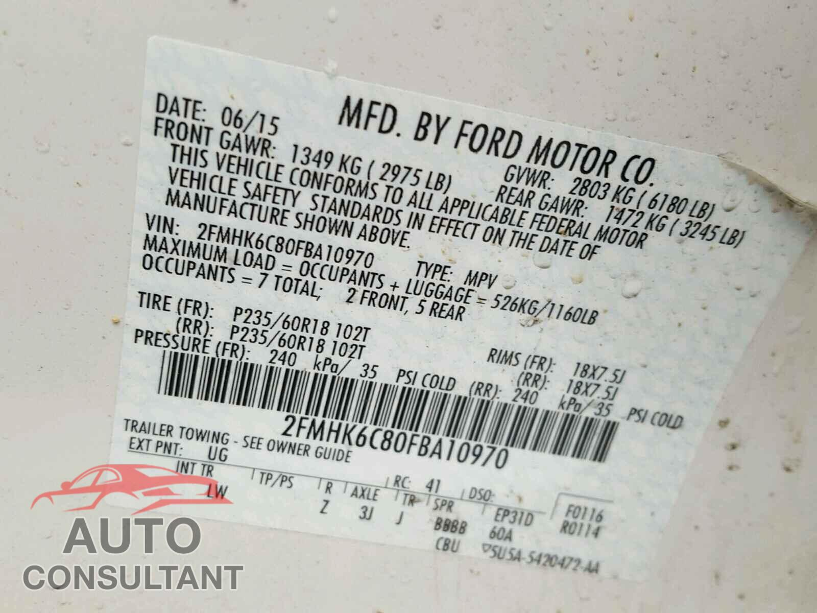 FORD FLEX 2015 - 2FMHK6C80FBA10970