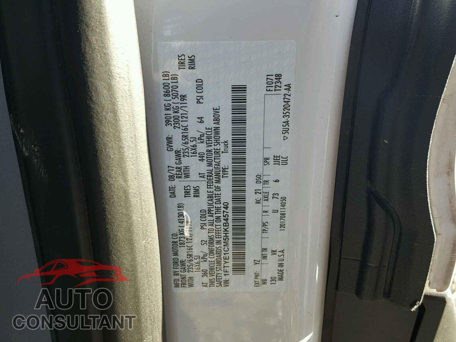 FORD TRANSIT CO 2017 - 1FTYE1CM5HKB45740