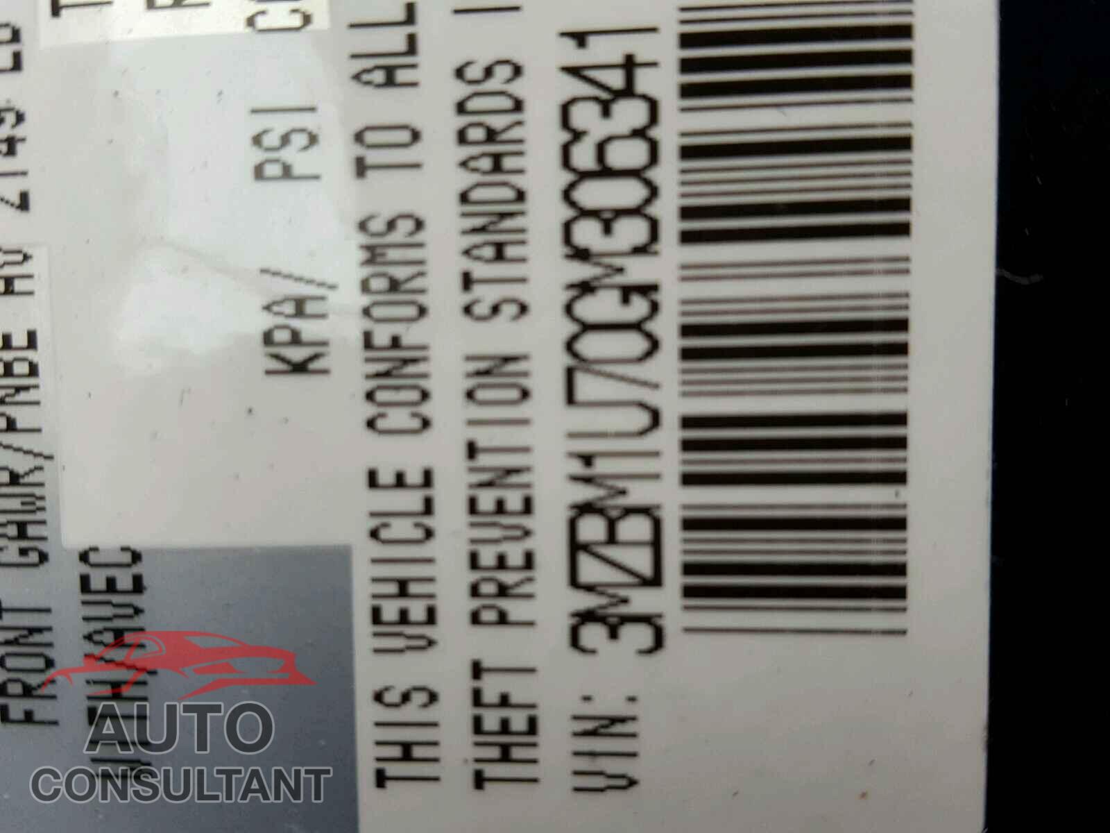 MAZDA 3 2016 - 3MZBM1U70GM306341