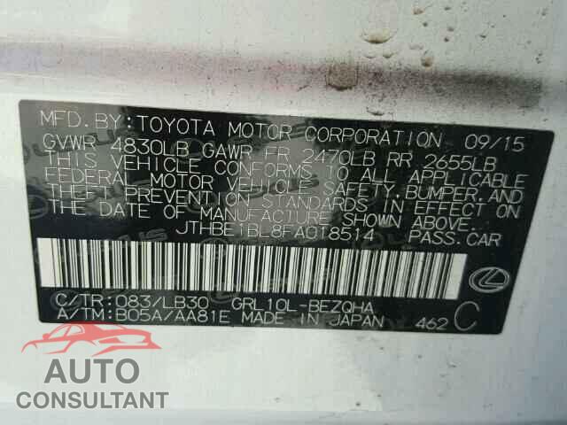 LEXUS GS350 2015 - JTHBE1BL8FA018514