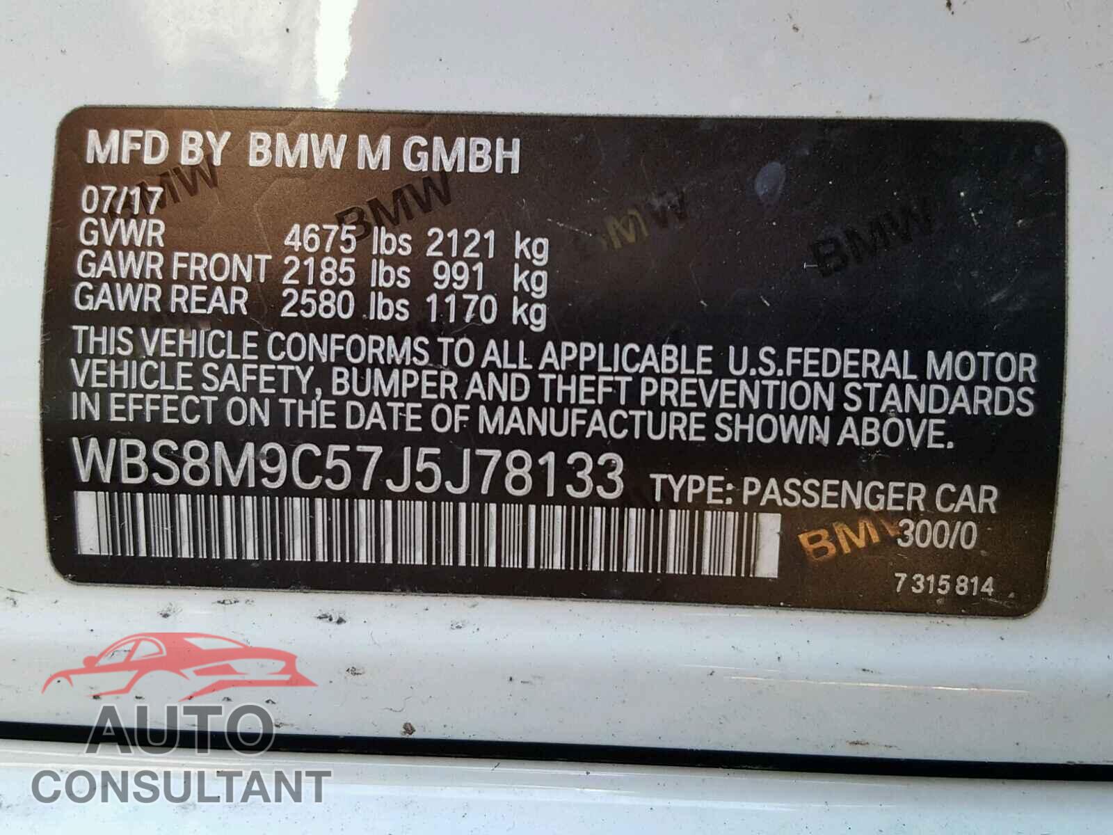 BMW M3 2018 - WBS8M9C57J5J78133