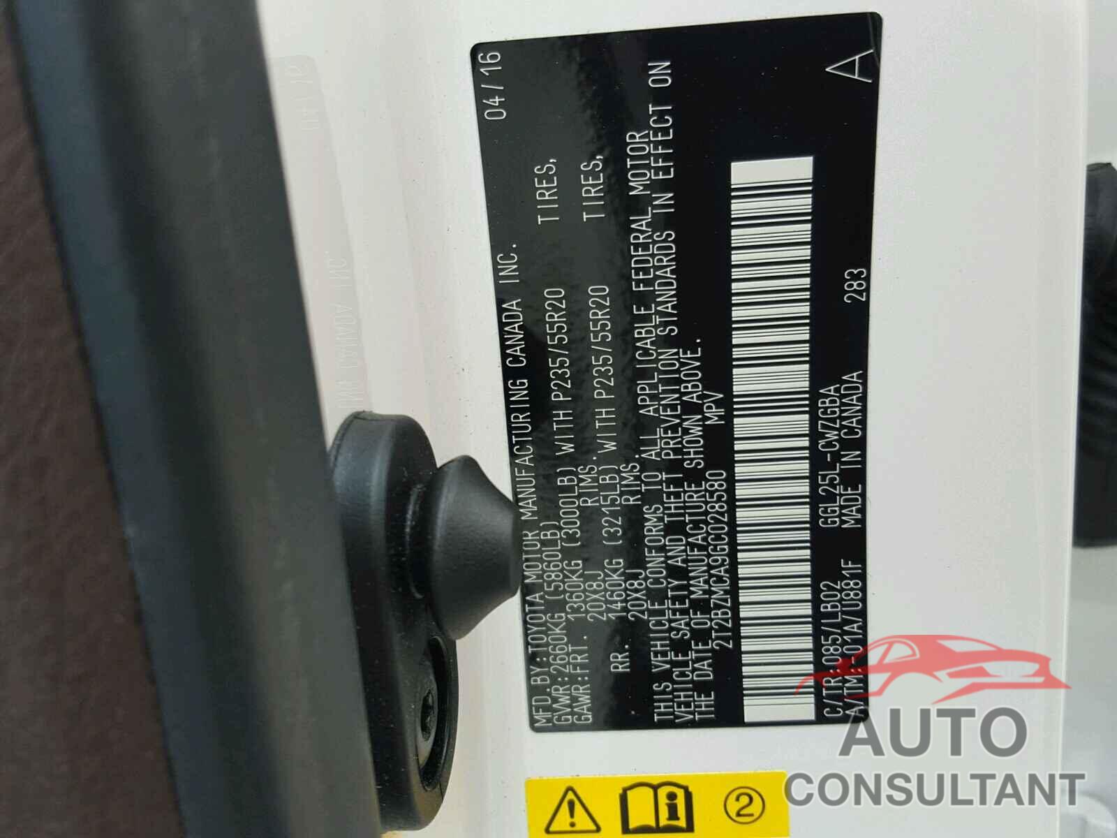 LEXUS RX350 2016 - 2T2BZMCA9GC028580