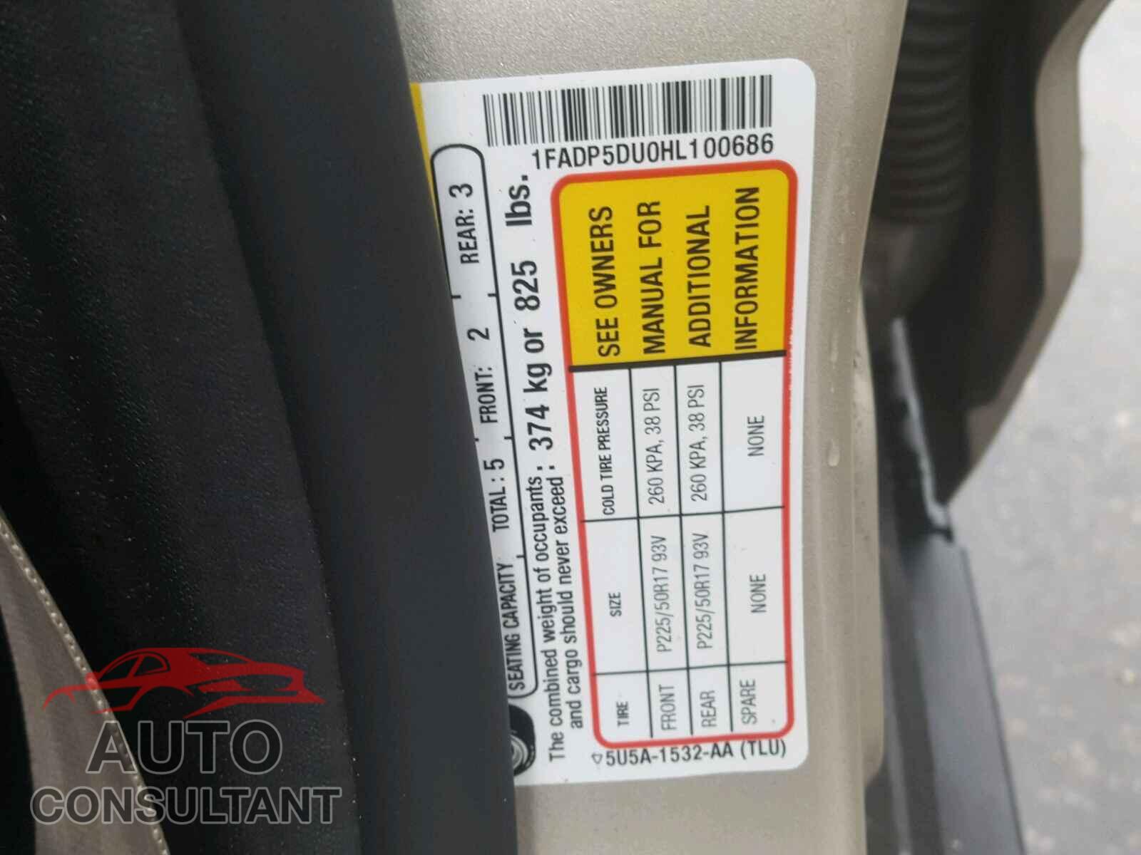 FORD CMAX 2017 - 1FADP5DU0HL100686