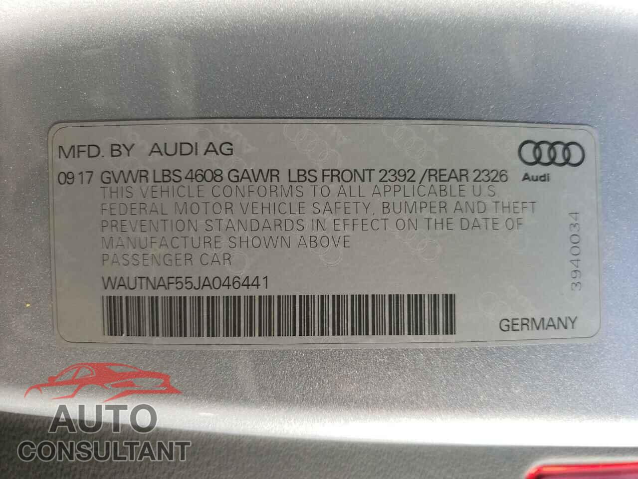 AUDI A5 2018 - WAUTNAF55JA046441