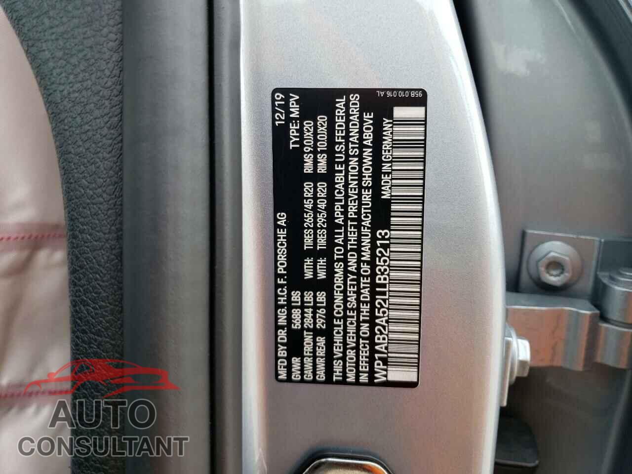 PORSCHE MACAN 2020 - WP1AB2A52LLB35213