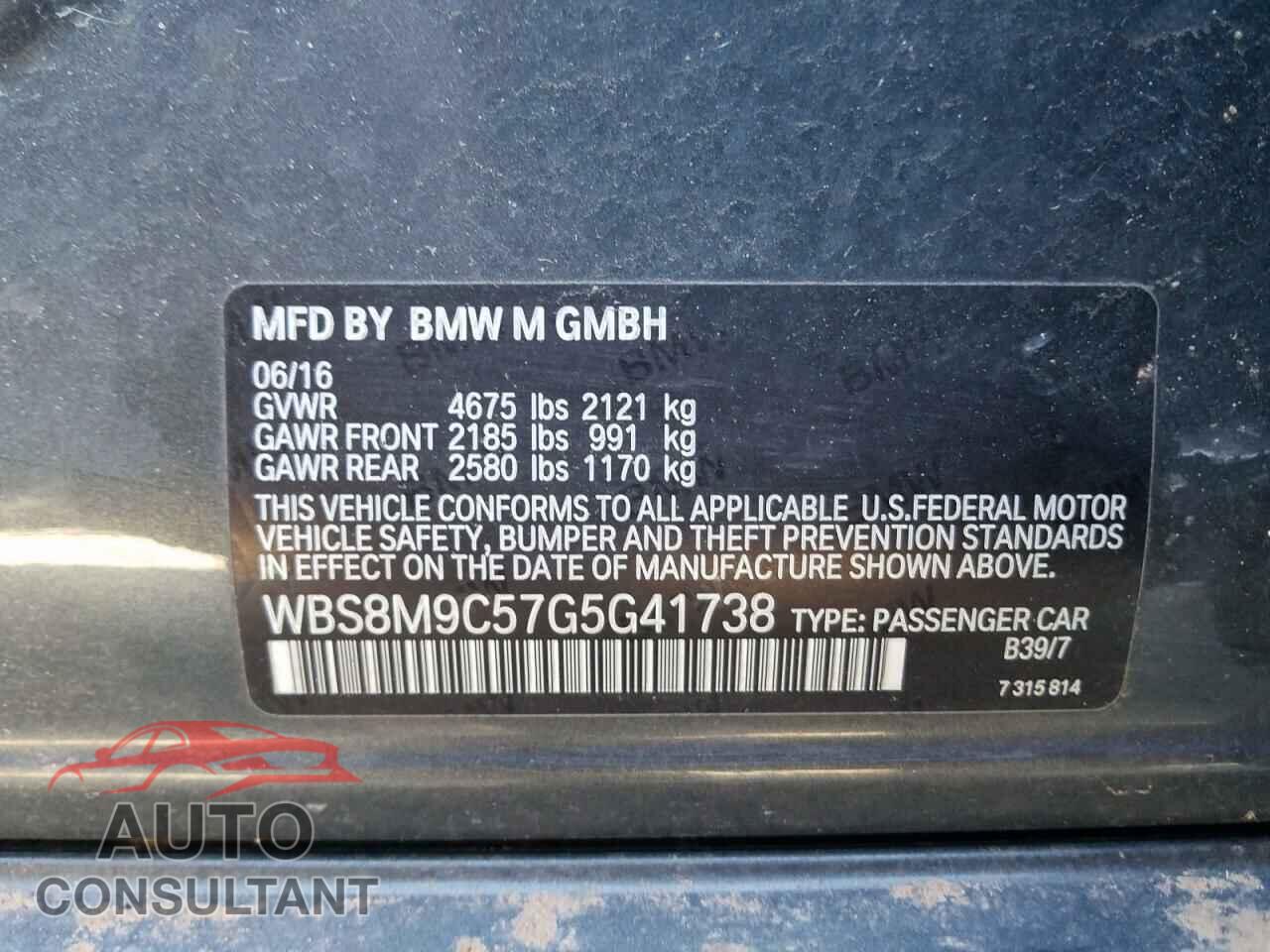 BMW M3 2016 - WBS8M9C57G5G41738
