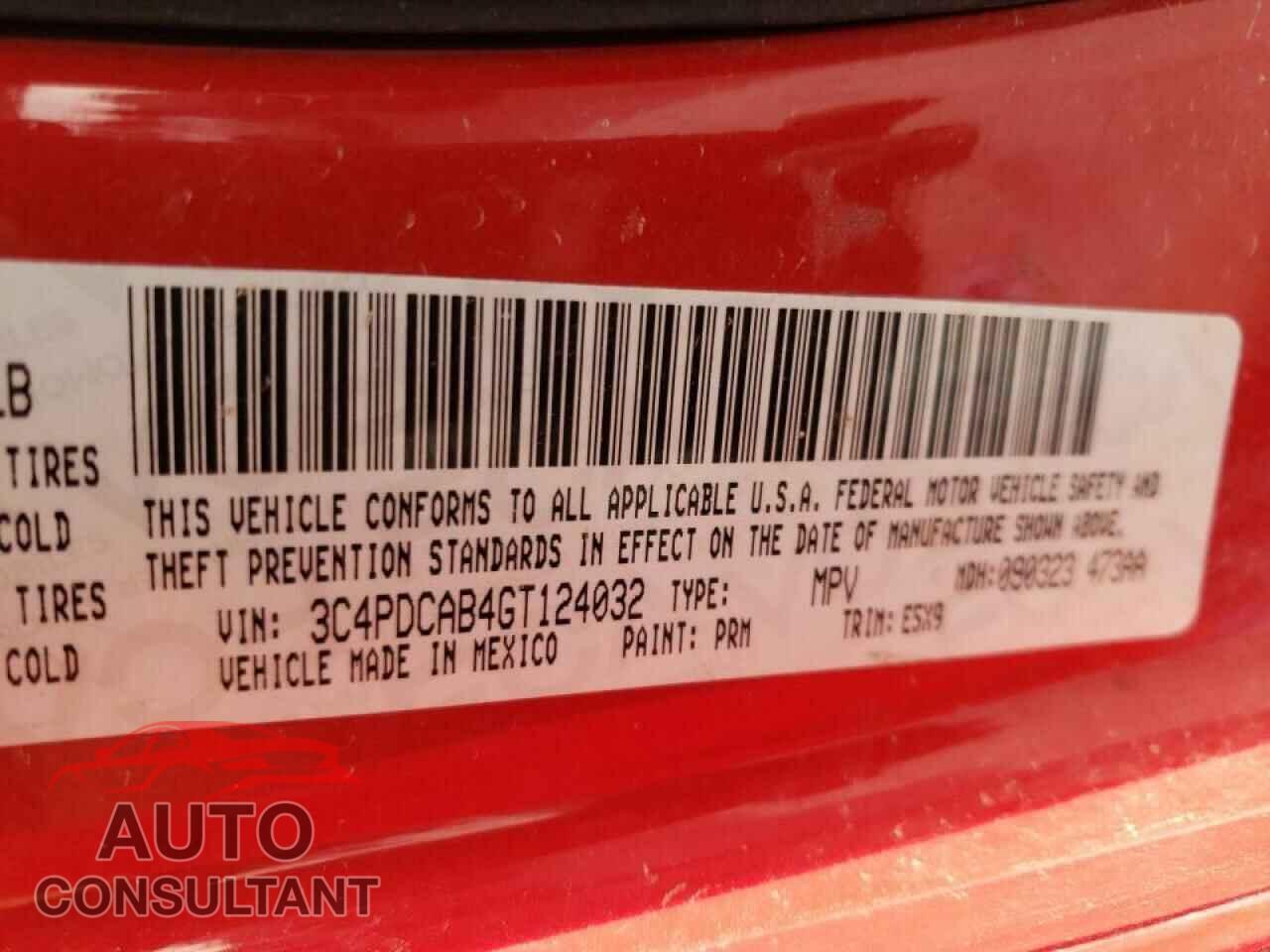 DODGE JOURNEY 2016 - 3C4PDCAB4GT124032