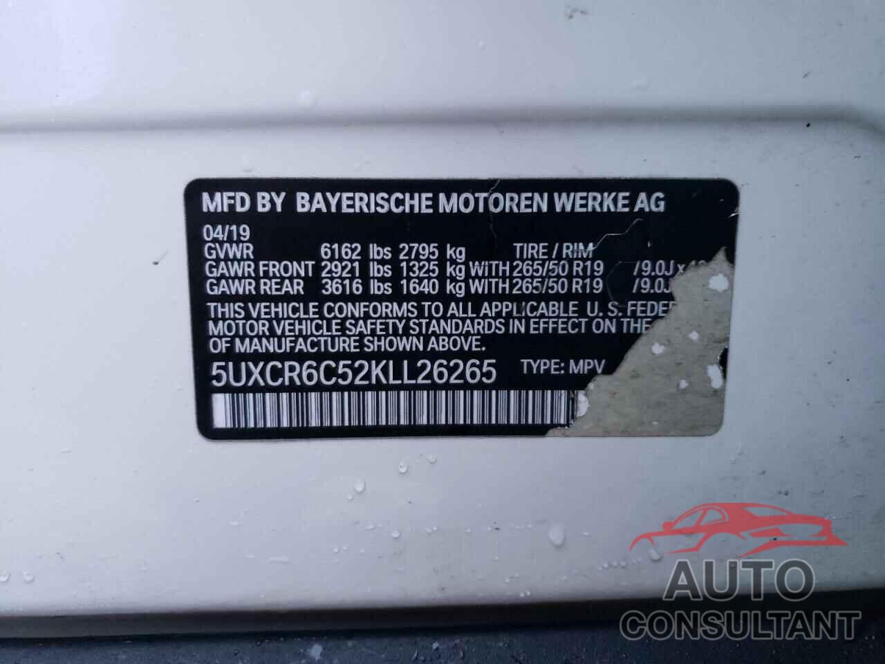 BMW X5 2019 - 5UXCR6C52KLL26265