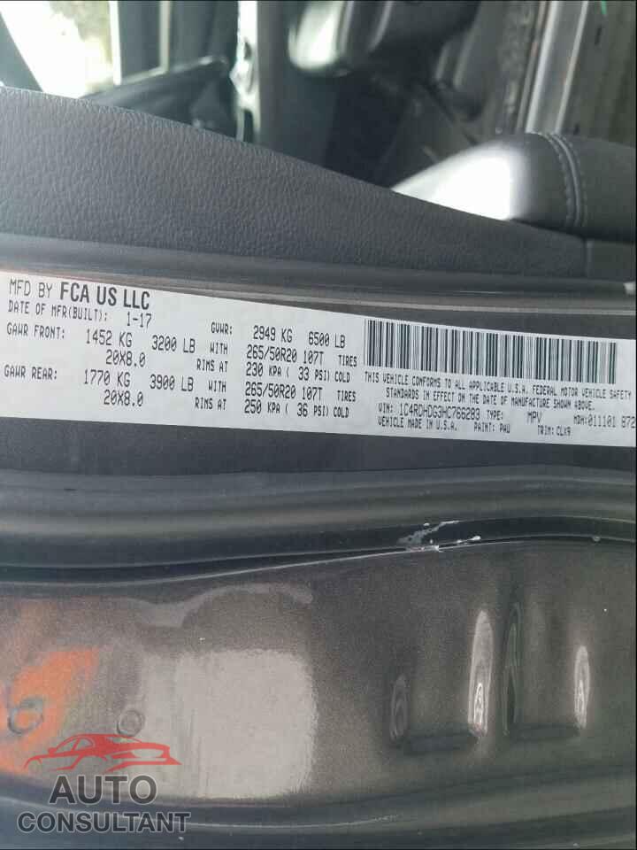 DODGE DURANGO 2017 - 1C4RDHDG3HC766283