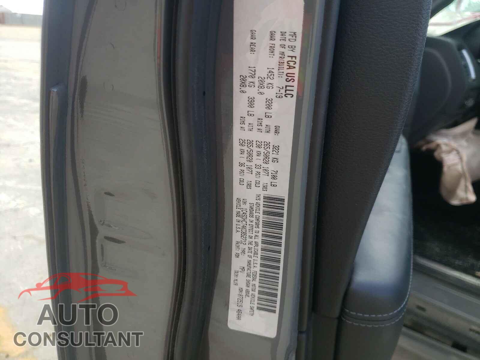 DODGE DURANGO 2019 - 1C4SDHCT4KC852712