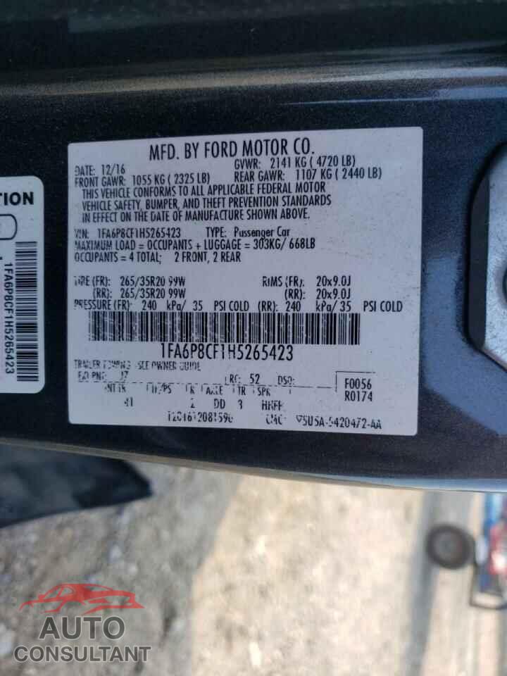 FORD MUSTANG 2017 - 1FA6P8CF1H5265423