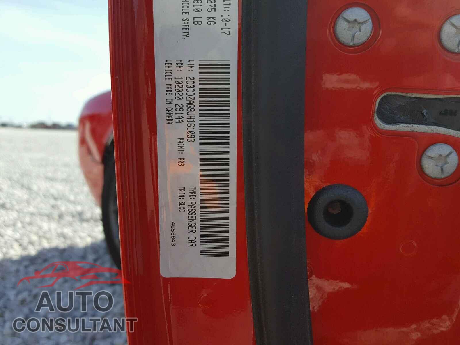 DODGE CHALLENGER 2018 - 2C3CDZAG9JH161093