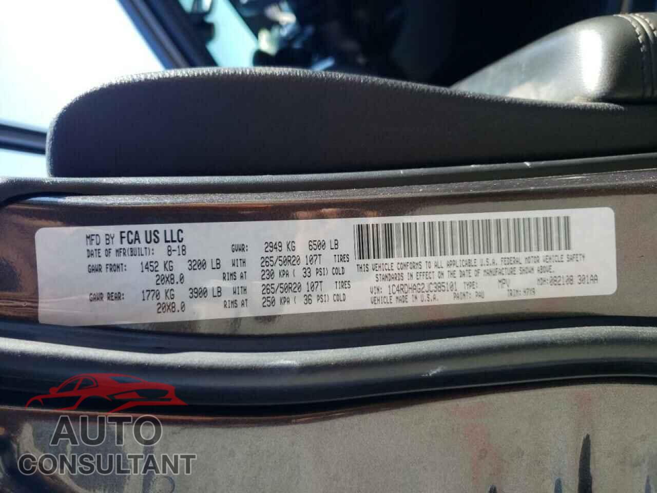 DODGE DURANGO 2018 - 1C4RDHAG2JC385101