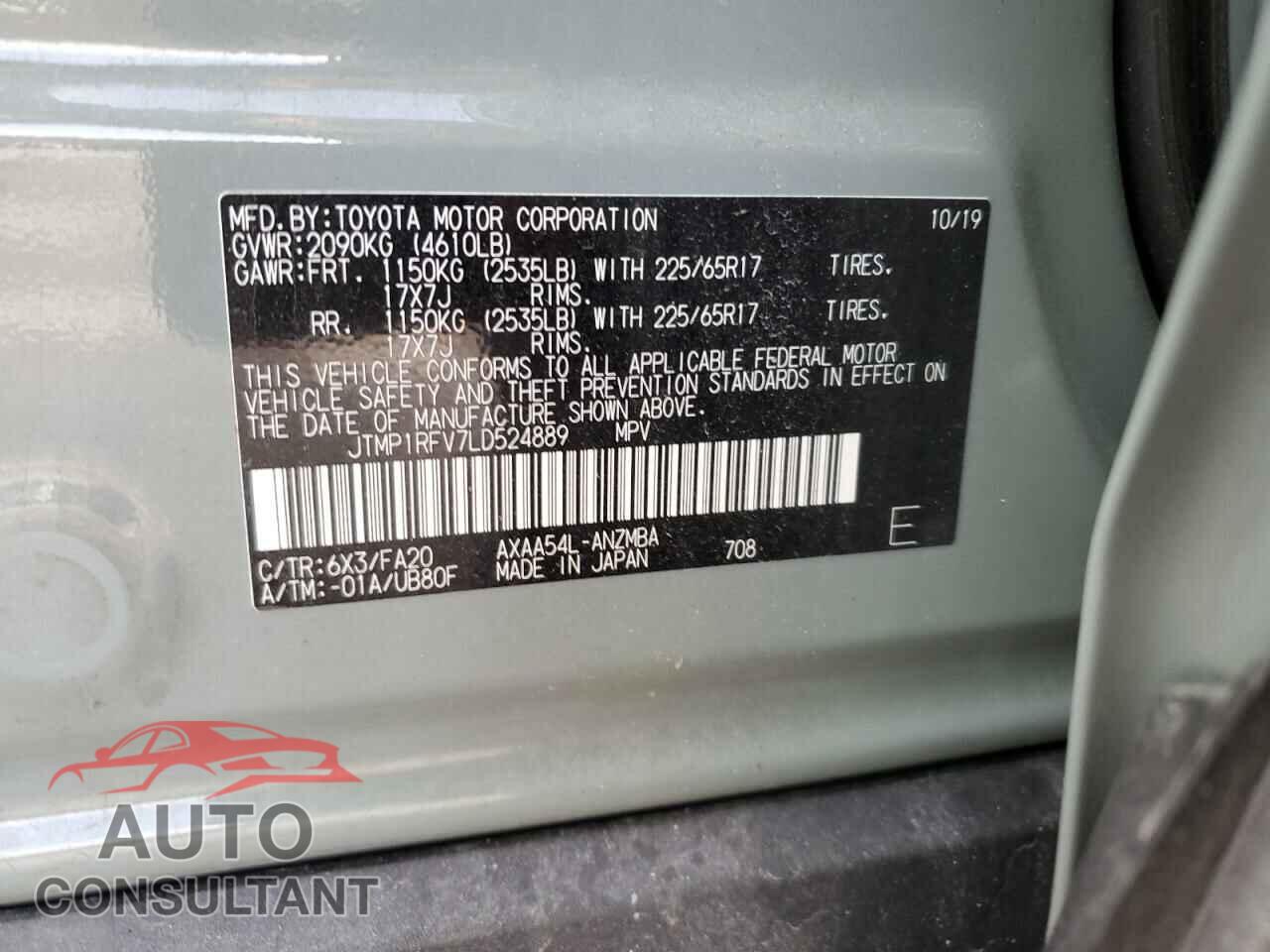TOYOTA RAV4 2020 - JTMP1RFV7LD524889