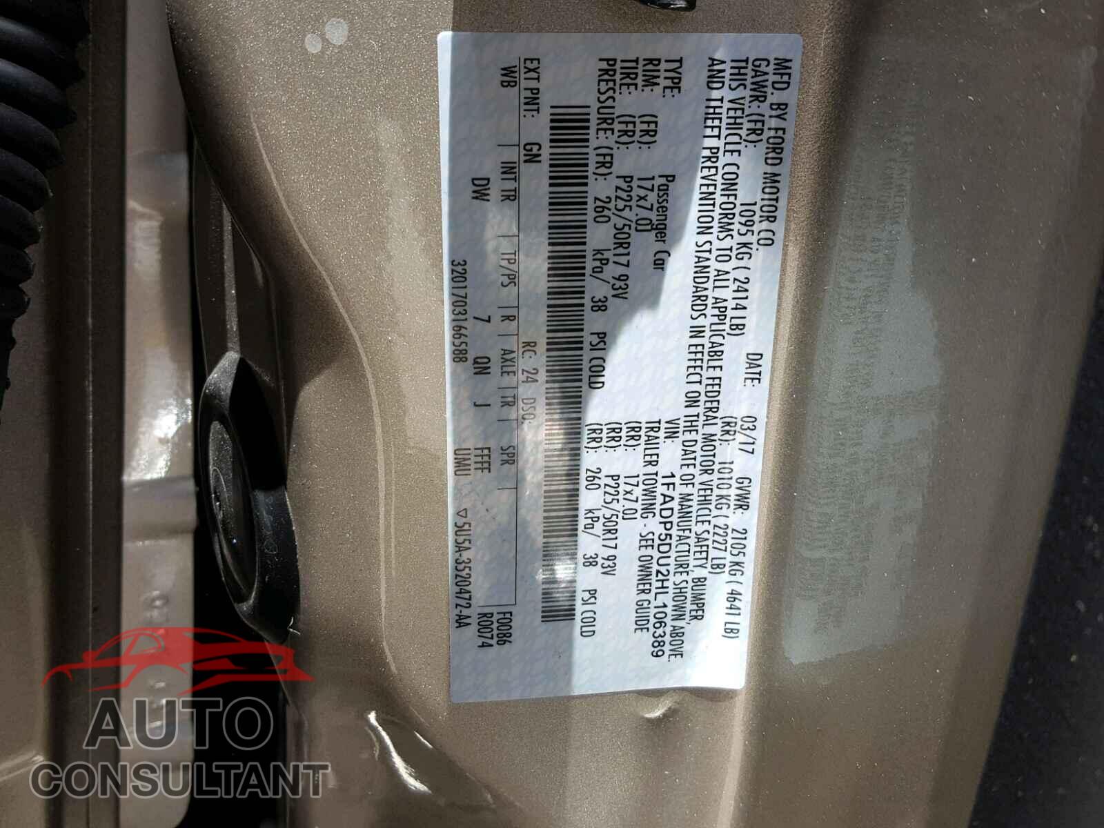 FORD CMAX 2017 - 1FADP5DU2HL106389