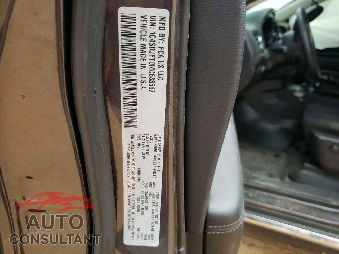 DODGE DURANGO 2021 - 1C4SDJFT0MC683567