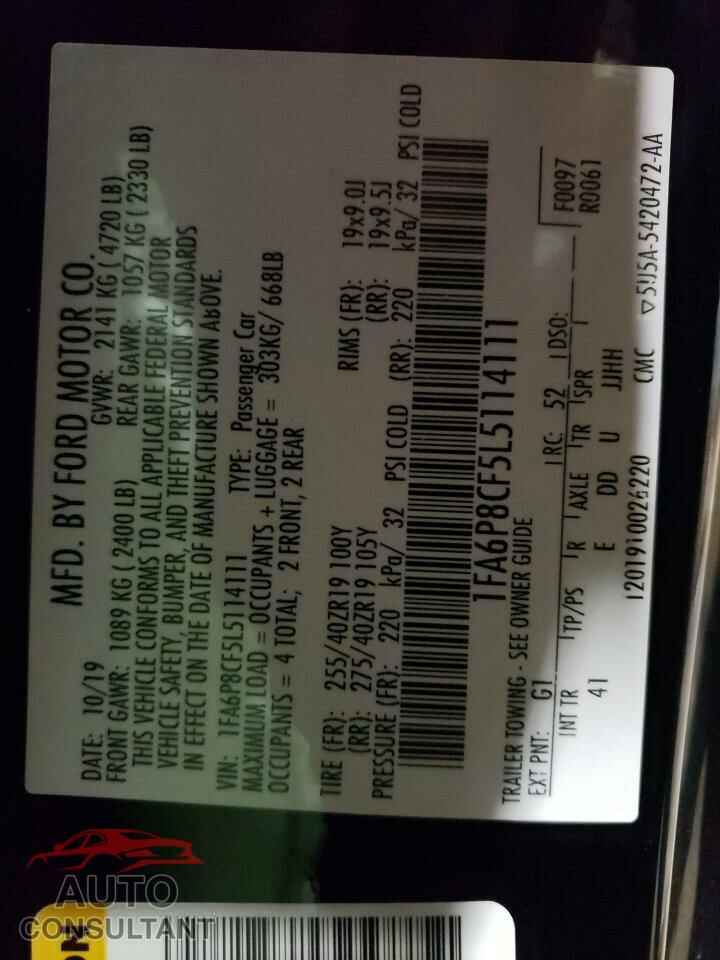 FORD MUSTANG 2020 - 1FA6P8CF5L5114111