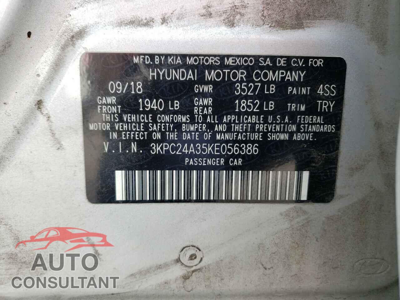HYUNDAI ACCENT 2019 - 3KPC24A35KE056386