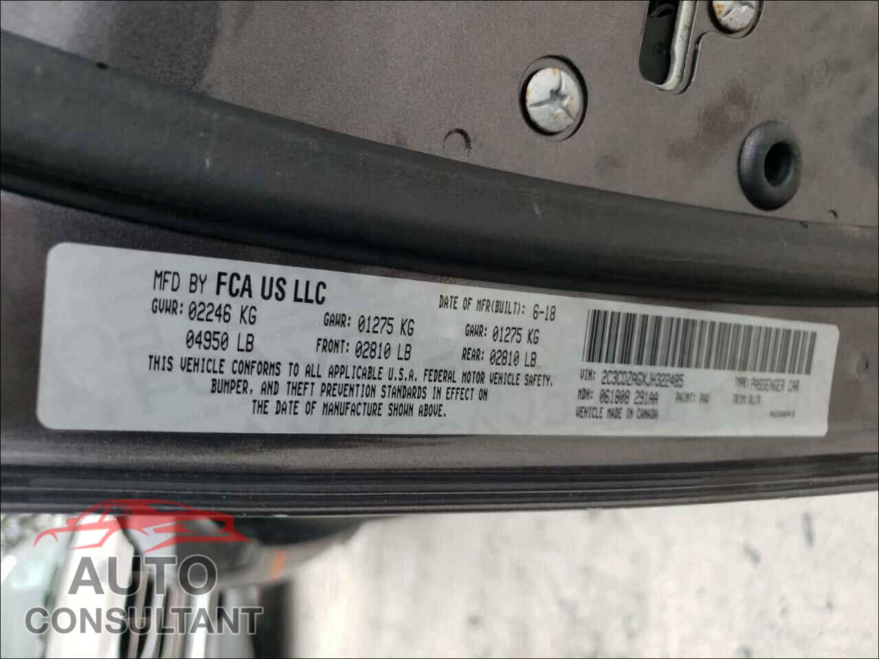 DODGE CHALLENGER 2018 - 2C3CDZAGXJH322485