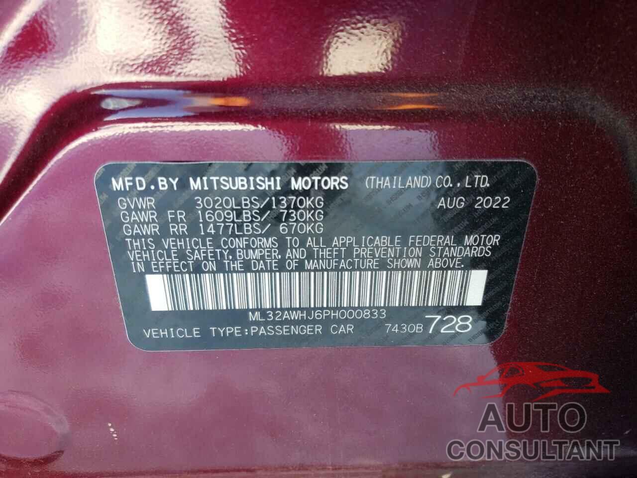 MITSUBISHI MIRAGE 2023 - ML32AWHJ6PH000833