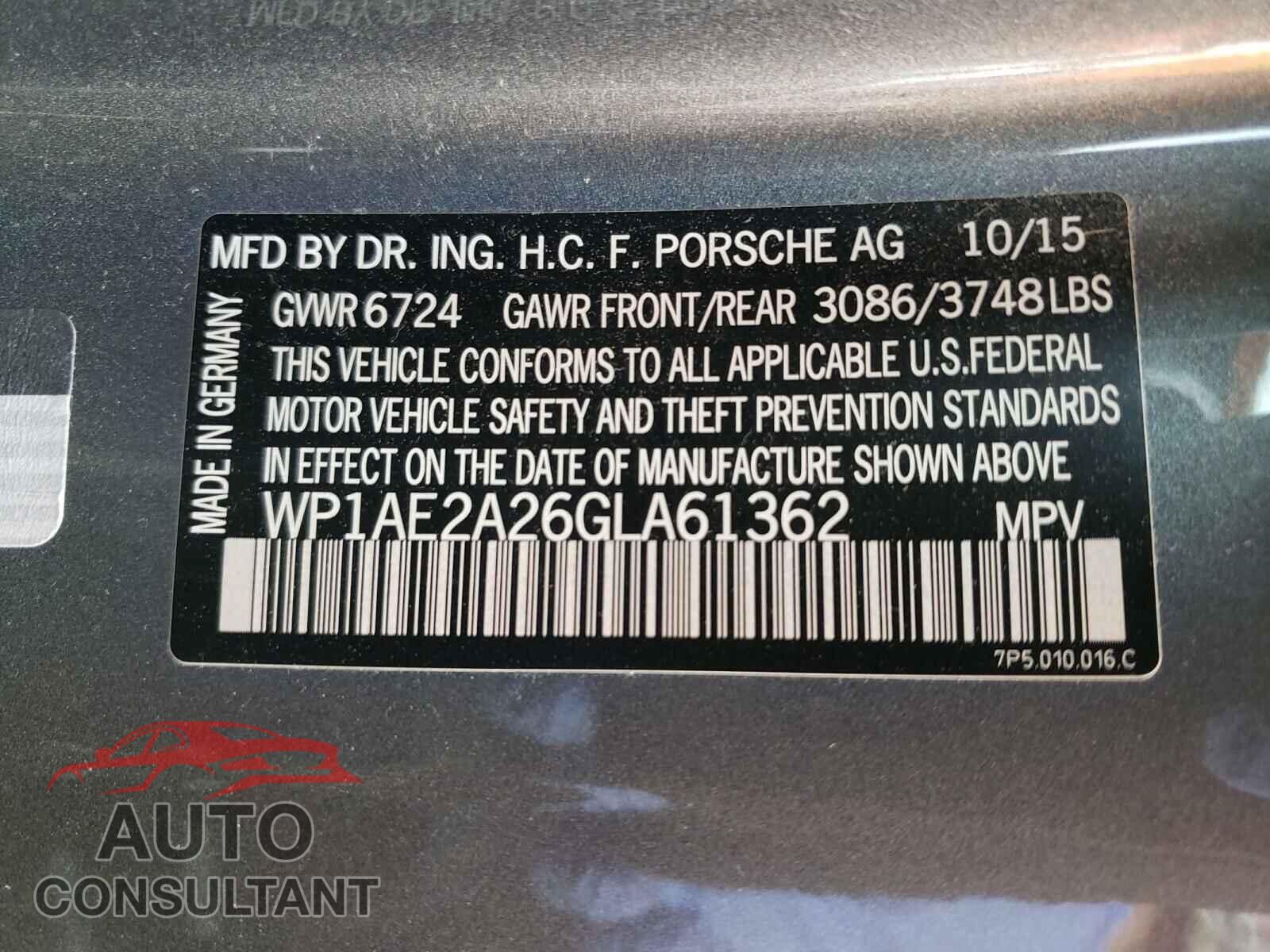 PORSCHE CAYENNE 2016 - WP1AE2A26GLA61362