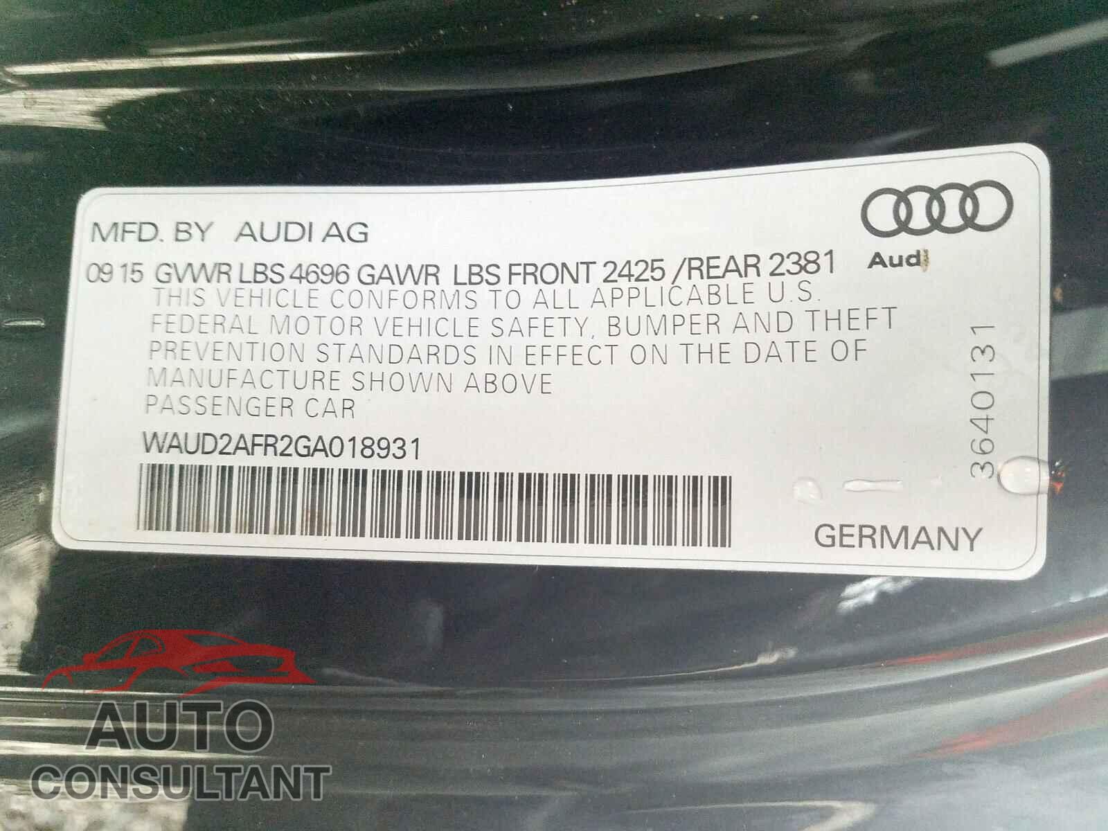 AUDI A5 2016 - 2C3CDZAG6GH336215