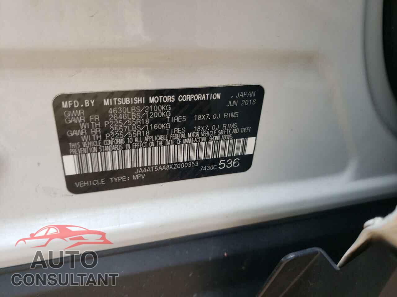 MITSUBISHI ECLIPSE 2019 - JA4AT5AA8KZ000353