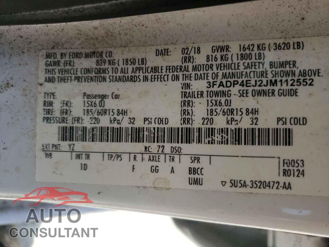 FORD FIESTA 2018 - 3FADP4EJ2JM112552