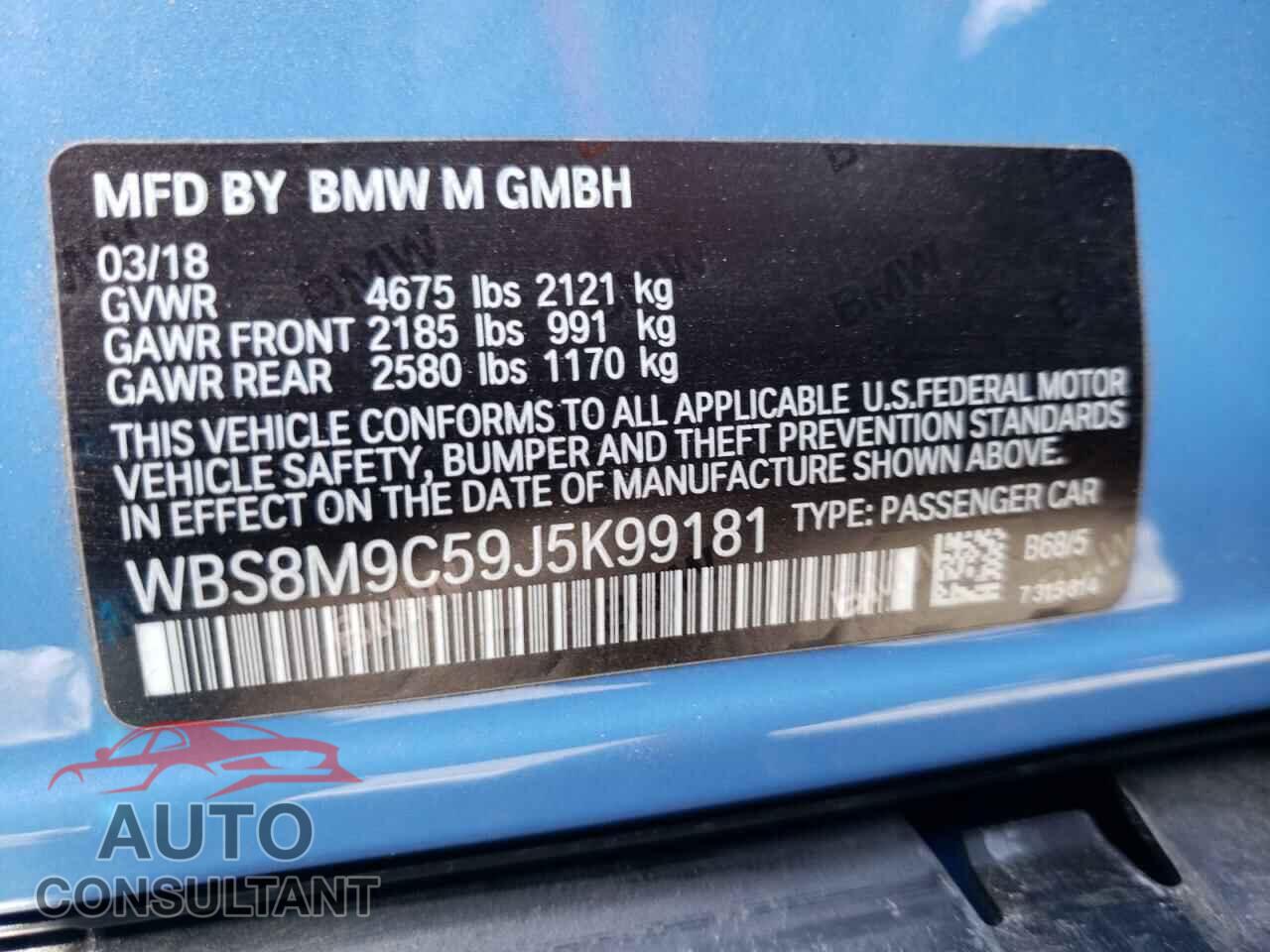 BMW M3 2018 - WBS8M9C59J5K99181