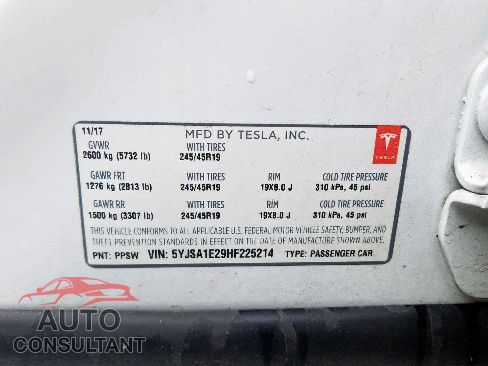 TESLA MODEL S 2017 - 5YJSA1E29HF225214