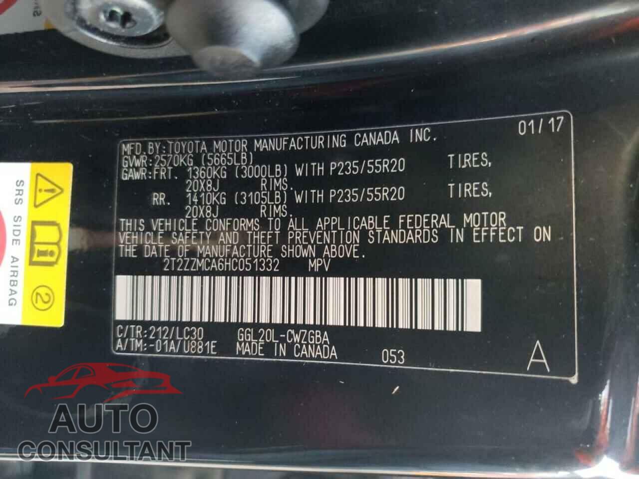 LEXUS RX350 2017 - 2T2ZZMCA6HC051332
