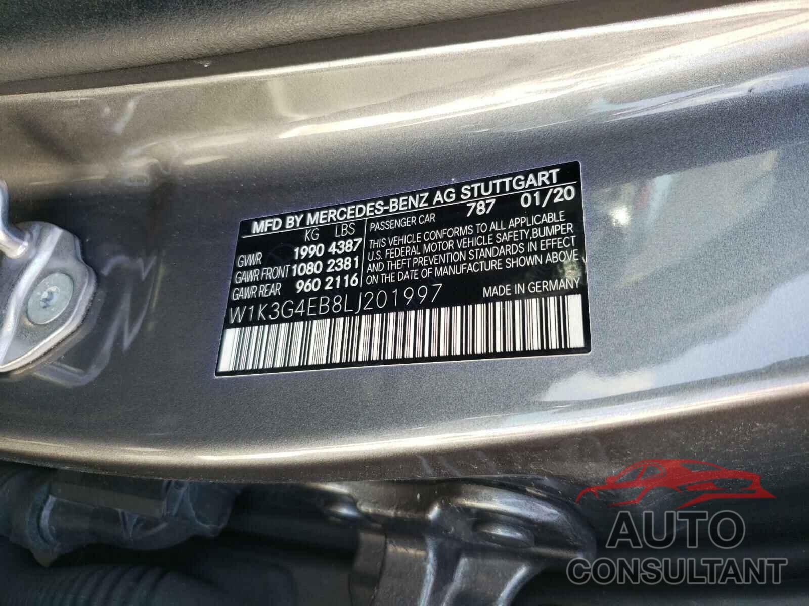 MERCEDES-BENZ ALL OTHER 2020 - W1K3G4EB8LJ201997
