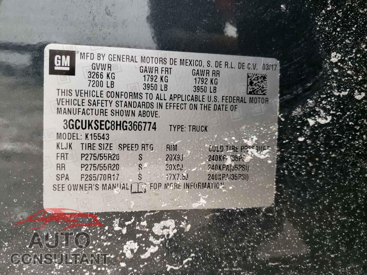 CHEVROLET SILVERADO 2017 - 3GCUKSEC8HG366774