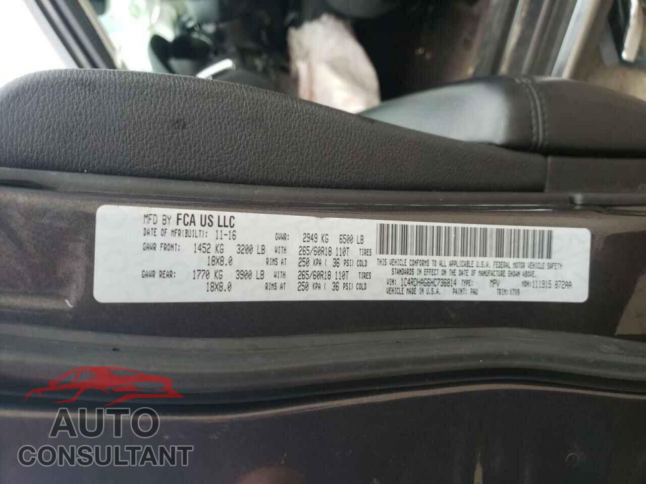DODGE DURANGO 2017 - 1C4RDHAG6HC736814
