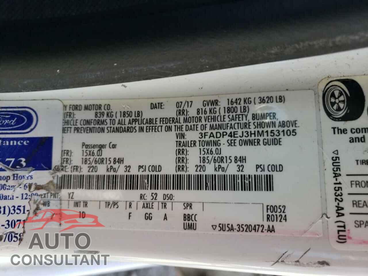 FORD FIESTA 2017 - 3FADP4EJ3HM153105