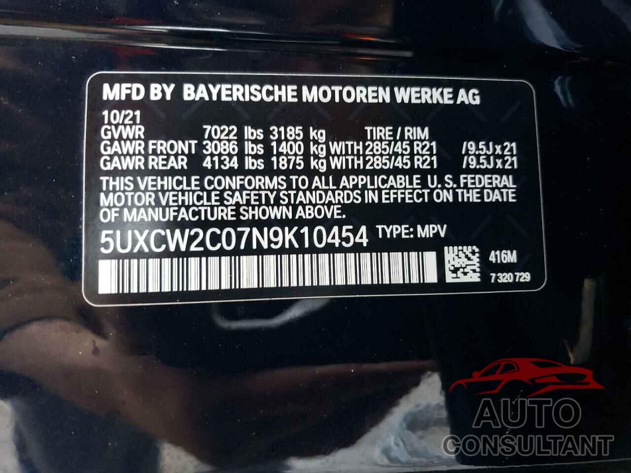 BMW X7 2022 - 5UXCW2C07N9K10454