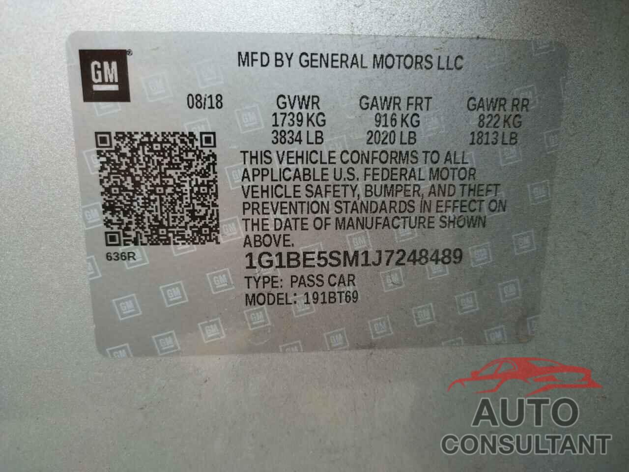 CHEVROLET ALL OTHER 2018 - 1G1BE5SM1J7248489