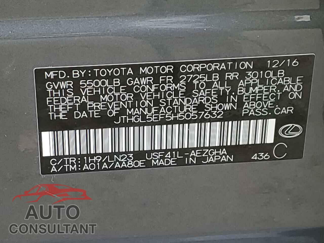 LEXUS LS460 2017 - JTHGL5EF5H5057632