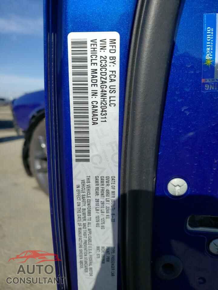 DODGE CHALLENGER 2022 - 2C3CDZAG4NH204311