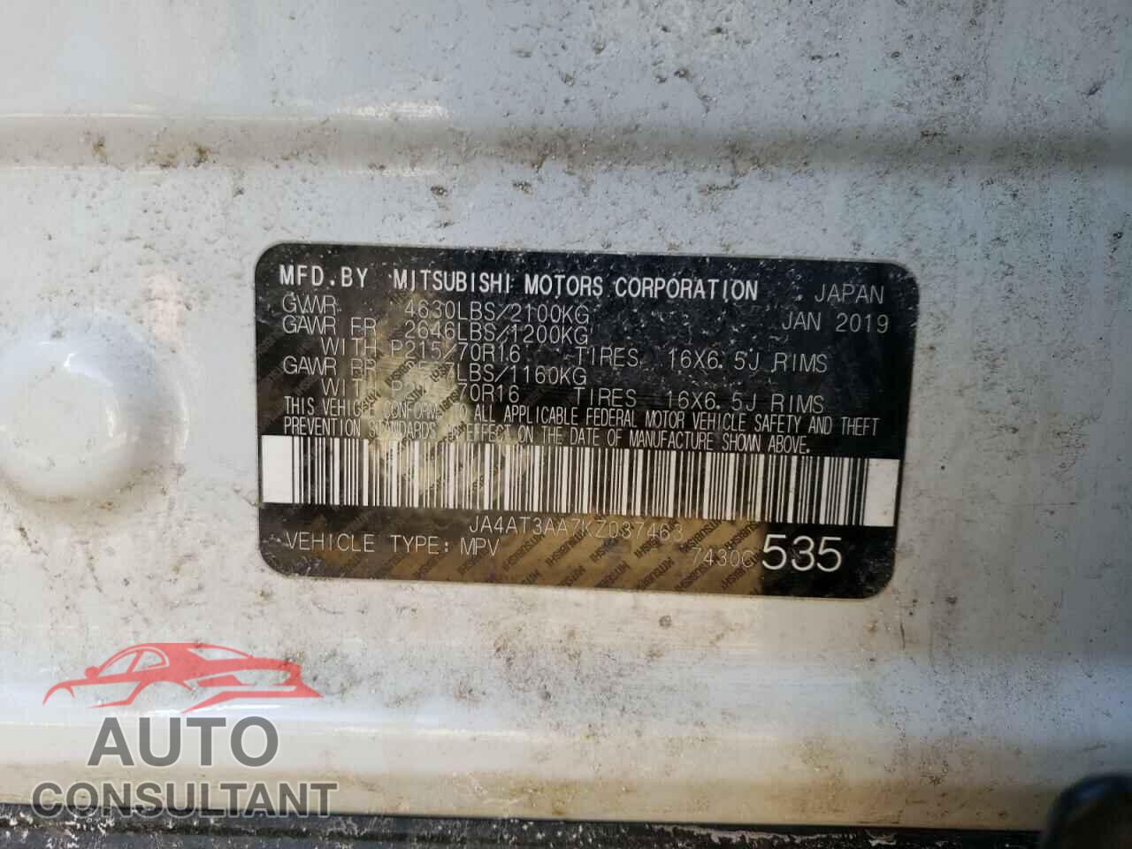 MITSUBISHI ECLIPSE 2019 - JA4AT3AA7KZ037463