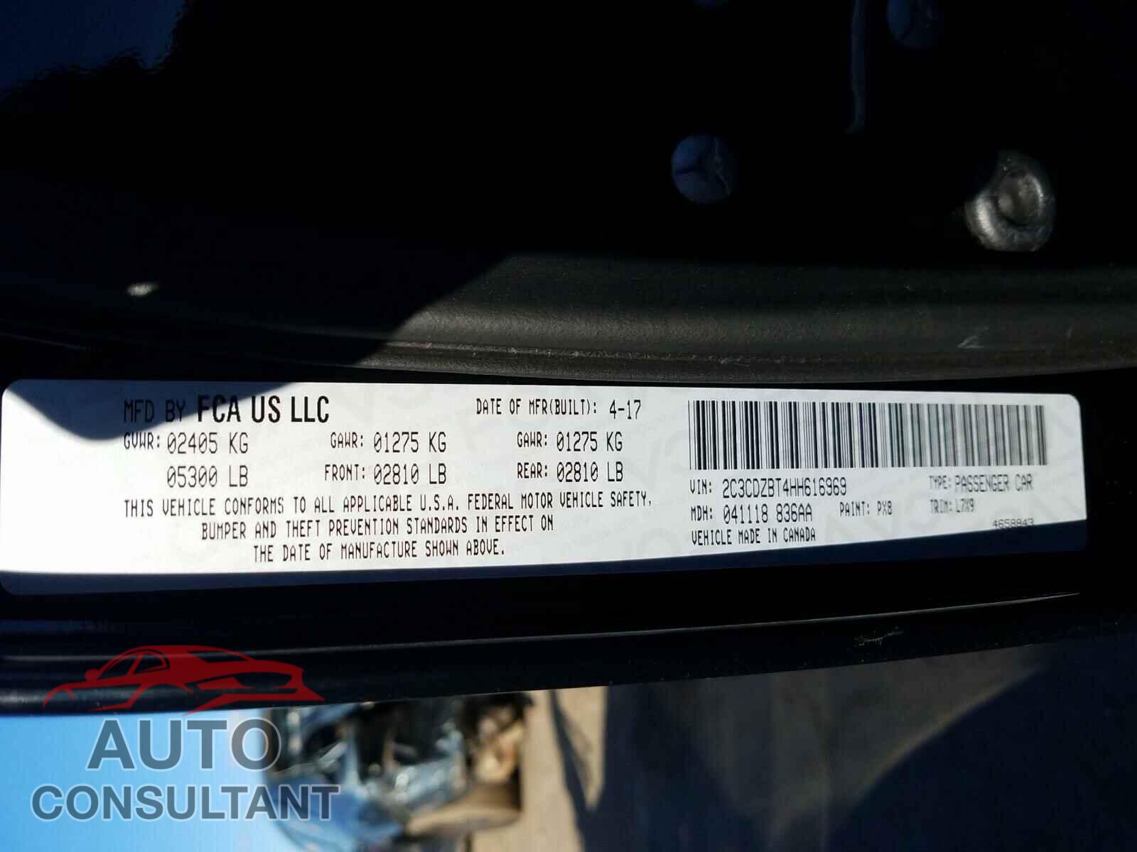DODGE CHALLENGER 2017 - 2C3CDZBT4HH616969