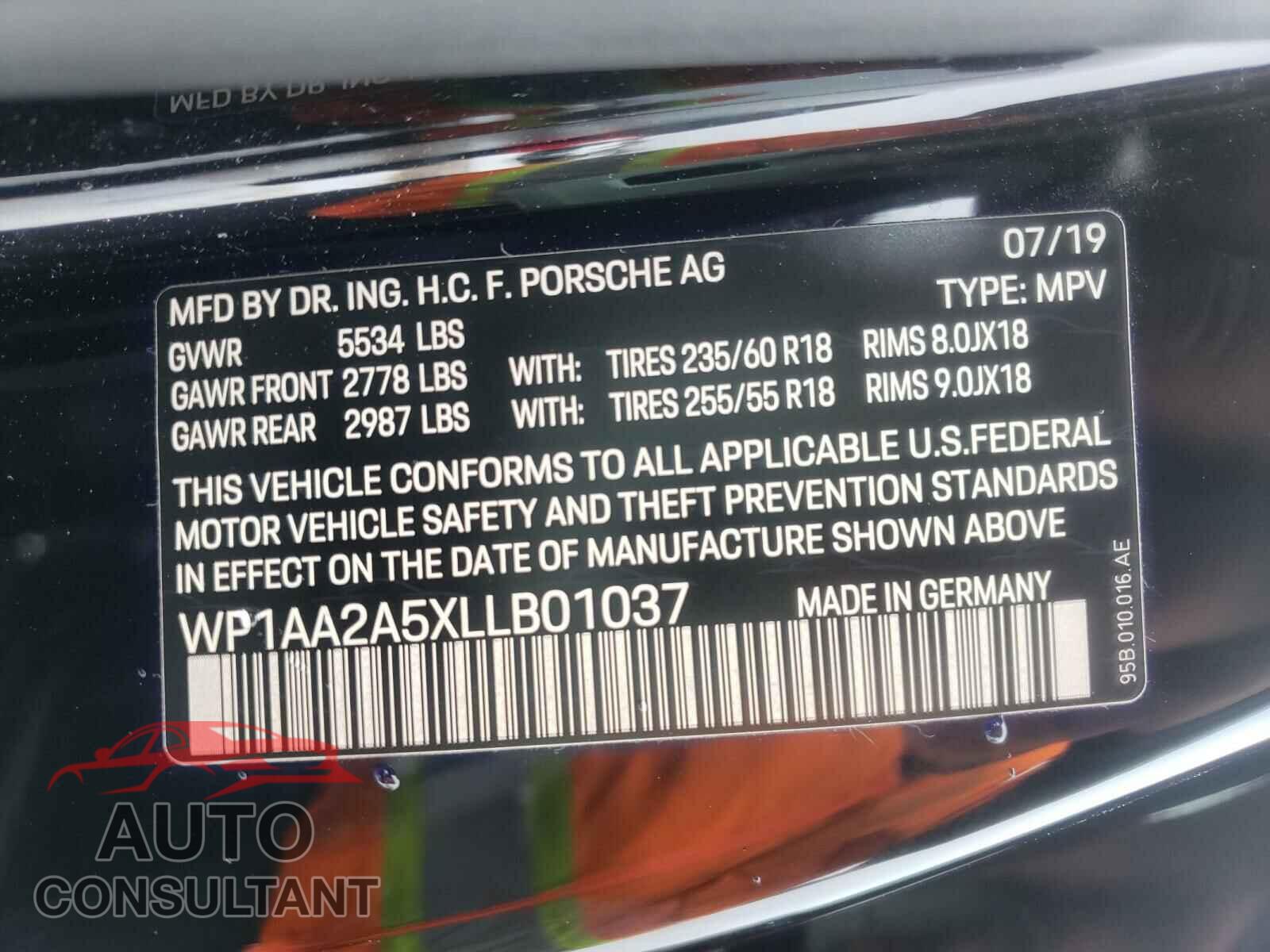 PORSCHE MACAN 2020 - WP1AA2A5XLLB01037
