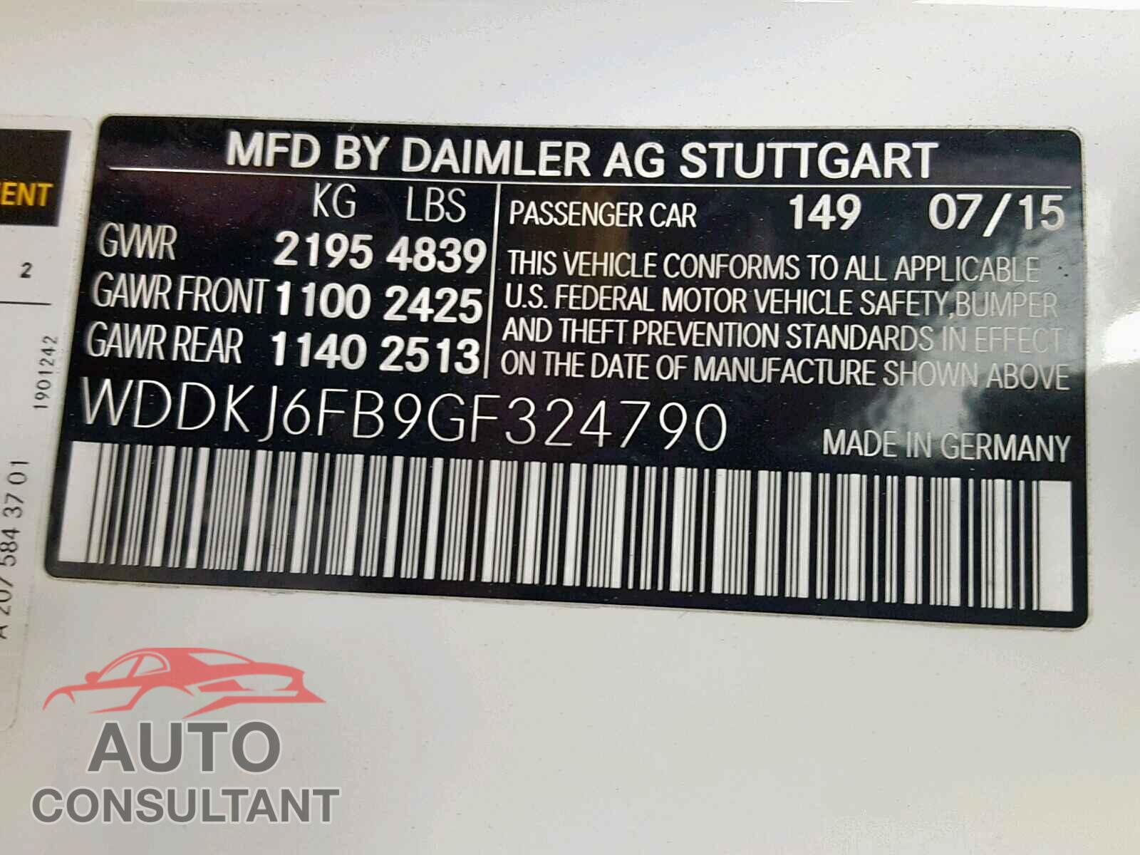 MERCEDES-BENZ E CLASS 2016 - WDDKJ6FB9GF324790
